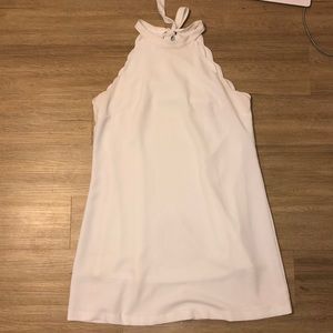 White scalloped mini dress